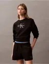 Calvin Klein Women's Fleece Monogram Logo Relaxed Sweatshirt In Black Beauty
