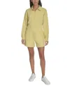 Calvin Klein Women's French Terry Collared Half-zip Pullover Top In Muted Lime