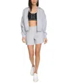 Calvin Klein Women's Fleece Smocked Waistband Midi Shorts In Gray