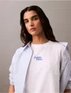 Calvin Klein Women's Flocked Logo Graphic Slim T-shirt In Brilliant White