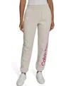 Calvin Klein Women's Flocked Logo Jogger Relaxed Fit Sweatpants In Gray