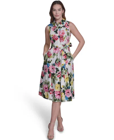 Calvin Klein Women's Floral A-line Midi Dress In Multi