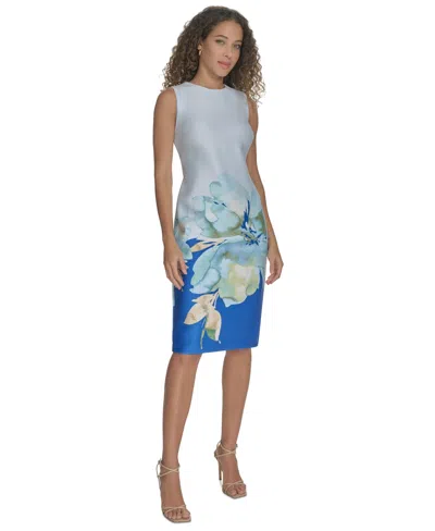 Calvin Klein Women's Floral-border Sleeveless Sheath Dress In Capri Multi