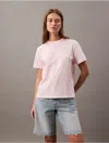 Calvin Klein Women's Floral Outline Graphic Classic T-shirt In Crystal Pink