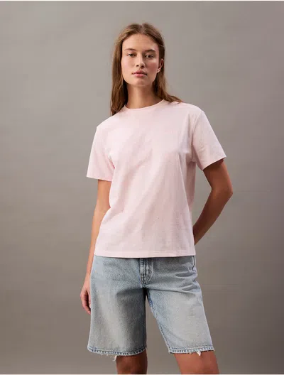 Calvin Klein Women's Floral Outline Graphic Classic T-shirt In Crystal Pink