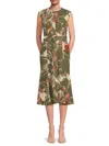 Calvin Klein Women's Floral-print Belted Midi-dress