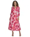 Calvin Klein Plus Size Cotton Floral-print Midi Dress In Hibiscus Multi