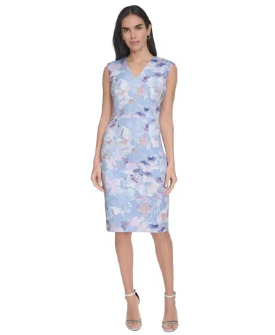 Calvin Klein Petite Floral-print Sheath Dress In Serene Multi
