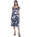 Calvin Klein Women's Floral Print Square Neck Dress In Blue