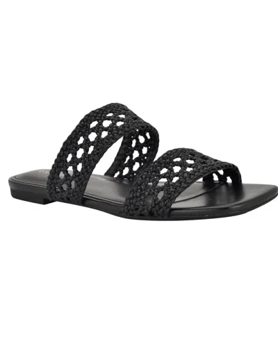 Calvin Klein Women's Florency Woven Slip-on Flat Sandals In Black