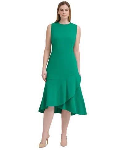 Calvin Klein Women's Flounce-hem Sleeveless Midi Dress In Meadow