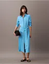 Calvin Klein Women's Flowing Midi Shirt Dress In Ethereal Blue