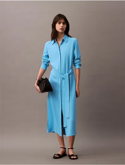 Calvin Klein Women's Flowing Midi Shirt Dress In Ethereal Blue