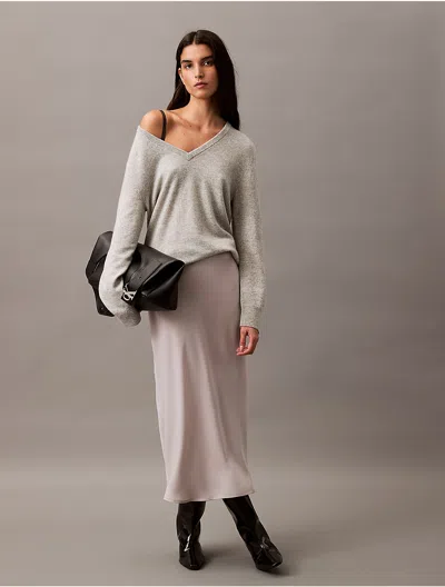 Calvin Klein Women's Flowing Midi Skirt In Gray