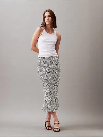 Calvin Klein Women's Flowing Printed Midi Skirt In Gray