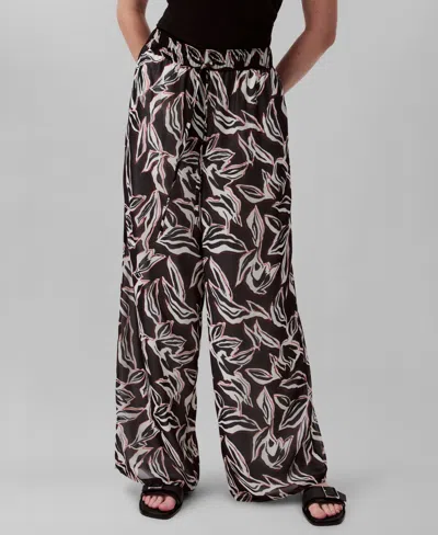 Calvin Klein Women's Printed Pull-on Pants In Black Print