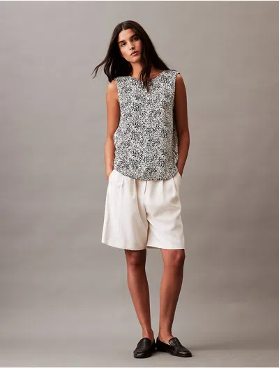Calvin Klein Women's Flowing Printed Sleeveless Top In Antique White Print