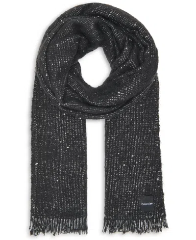 Calvin Klein Women's Fluffy Sequin Blanket Scarf In Black