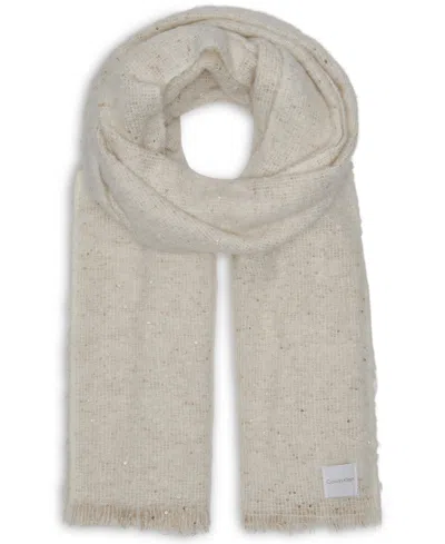 Calvin Klein Women's Fluffy Sequin Blanket Scarf In Cream