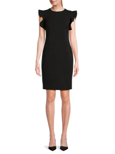 Calvin Klein Women's Flutter Sleeve Mini Dress In Black