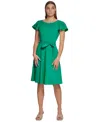 Calvin Klein Women's Flutter-sleeve Tie-waist Dress In Meadow