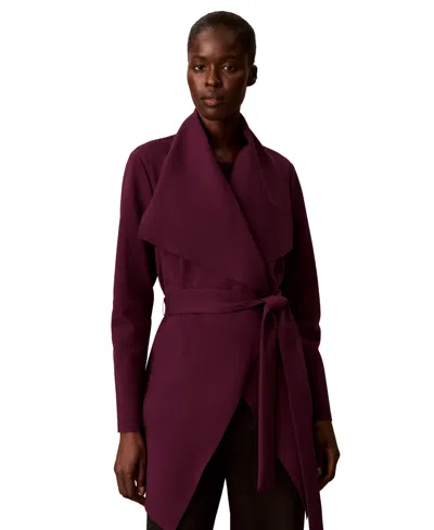 Calvin Klein Women's Flyaway Long-sleeve Lightweight Wrap Jacket In Purple