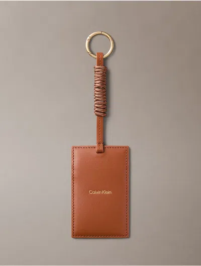 Calvin Klein Women's Foil Embossed Logo Card Case Charm In Natural Umber