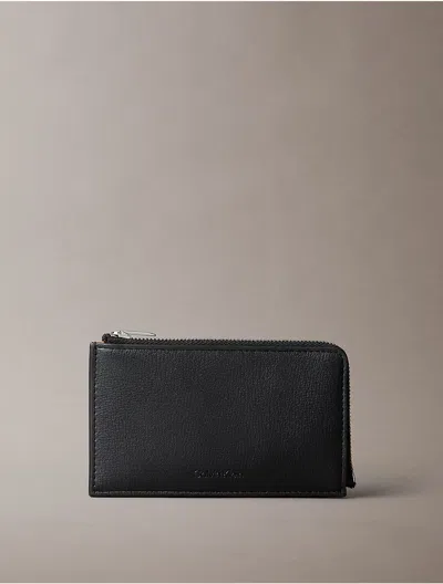 Calvin Klein Women's Foil Embossed Logo Zip Card Case In Black/toasted Coconut