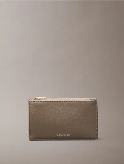 Calvin Klein Women's Foil Logo Double Zip Card Case In Brown