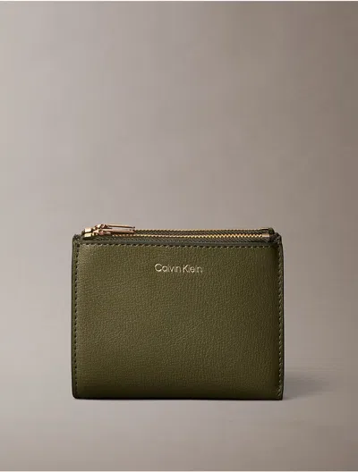 Calvin Klein Women's Foil Logo Double Zip Card Case In Green