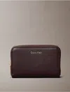 Calvin Klein Women's Foil Logo Square Zip Wallet In Brown
