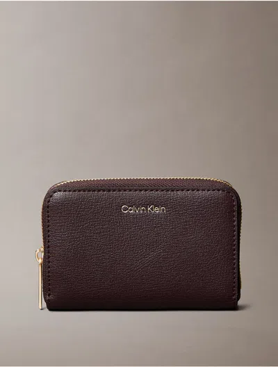 Calvin Klein Women's Foil Logo Square Zip Wallet In Brown