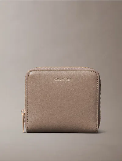 Calvin Klein Women's Foil Logo Square Zip Wallet In Brown