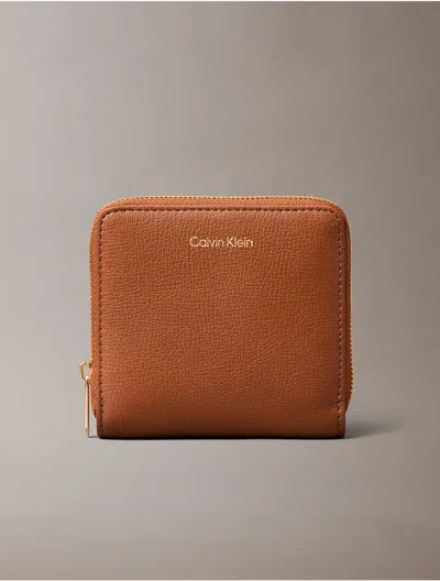 Calvin Klein Women's Foil Logo Square Zip Wallet In Brown