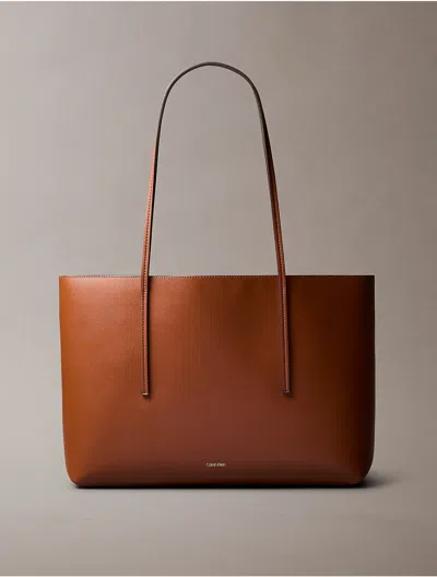 Calvin Klein Women's Foil Logo Tote Bag In Natural Umber