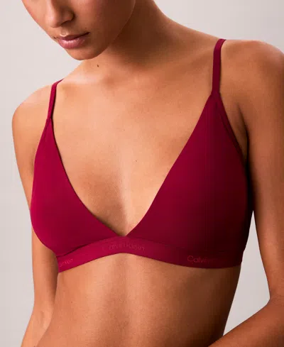 Calvin Klein Women's Form To Body Lightly Lined Triangle Bralette Qf6758 In Burgundy