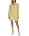 Calvin Klein Women's French Terry Collared Half-zip Pullover Top In Muted Lime