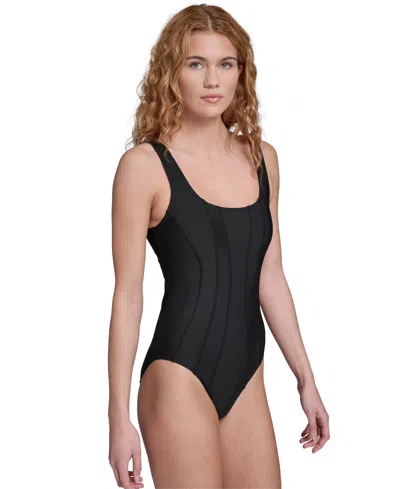 Calvin Klein Women's Front Seam Detail One-piece Swimsuit In Black