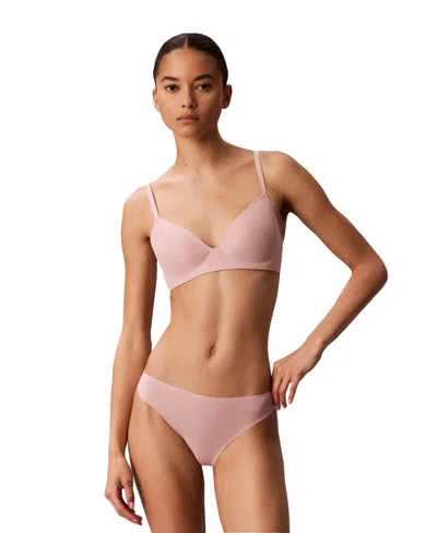 Calvin Klein Lightly Lined Wirefree Plunge Bra In Pink