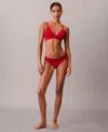 Calvin Klein Women's Icon Cotton Modal Metallic Lightly Lined Triangle Bralette In Red