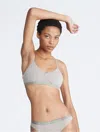 Calvin Klein Future Shift Unlined Bralette With Contrast Logo Waistband In Gray In Satellite / Green Flash