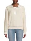 Calvin Klein Women's Fuzzy Zip Up Sweater In Ecru