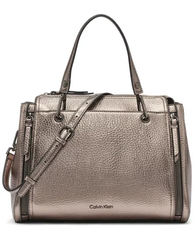 Calvin Klein Women's Garnet Metallic Satchel Bag In Gray