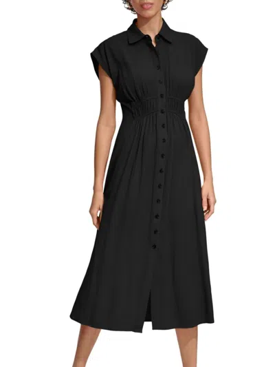 Calvin Klein Women's Gauze Midi Shirtdress In Black