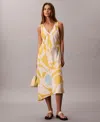 Calvin Klein Women's Geo-print Asymmetrical-hem Midi Dress In Multi