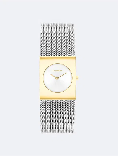 CALVIN KLEIN WOMEN'S GEOMETRIC DIAL MESH BRACELET WATCH
