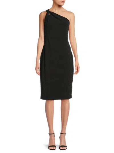 Calvin Klein Women's Glitter One Shoulder Dress In Black