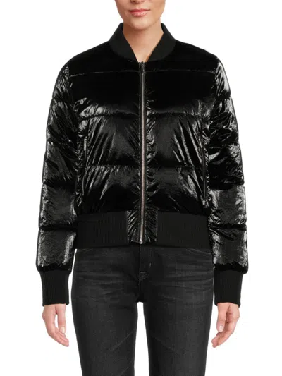 Calvin Klein Women's Glossy Quilted Puffer Jacket In Black
