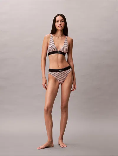 Calvin Klein Women's Graphic Monogram Microfiber Stretch High Waist Bikini In Multi
