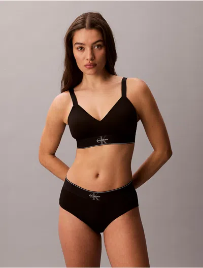 Calvin Klein Graphic Logo Lightly Lined Bralette In Black